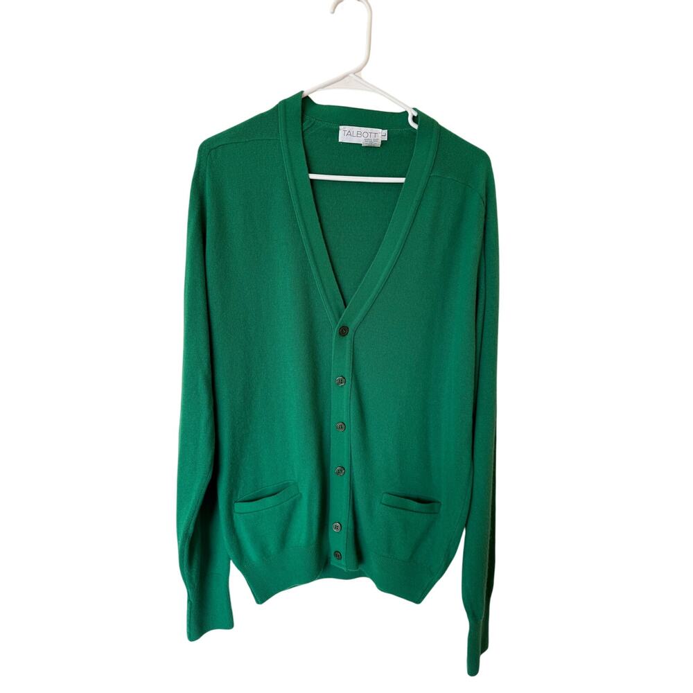 Talbott Long Sleeve Button Front Cardigan Knit Sweater Green Women's Size Large